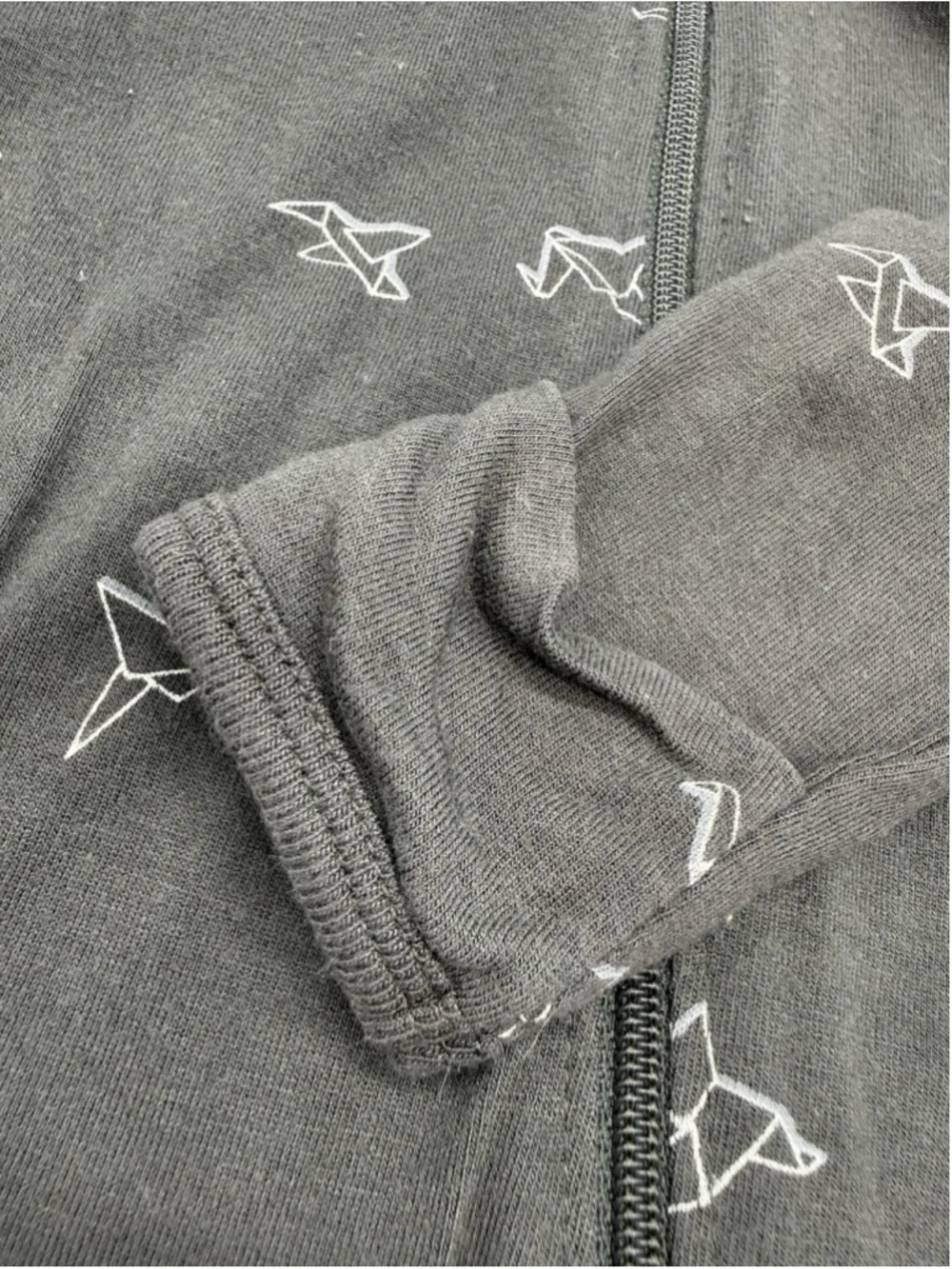 modern moments by Gerber Gray Bird Print Newborn Knit Coverall Zip One-Piece